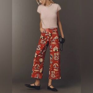 Anthropologie The Colette Crop Printed Ponte Pants NWT!